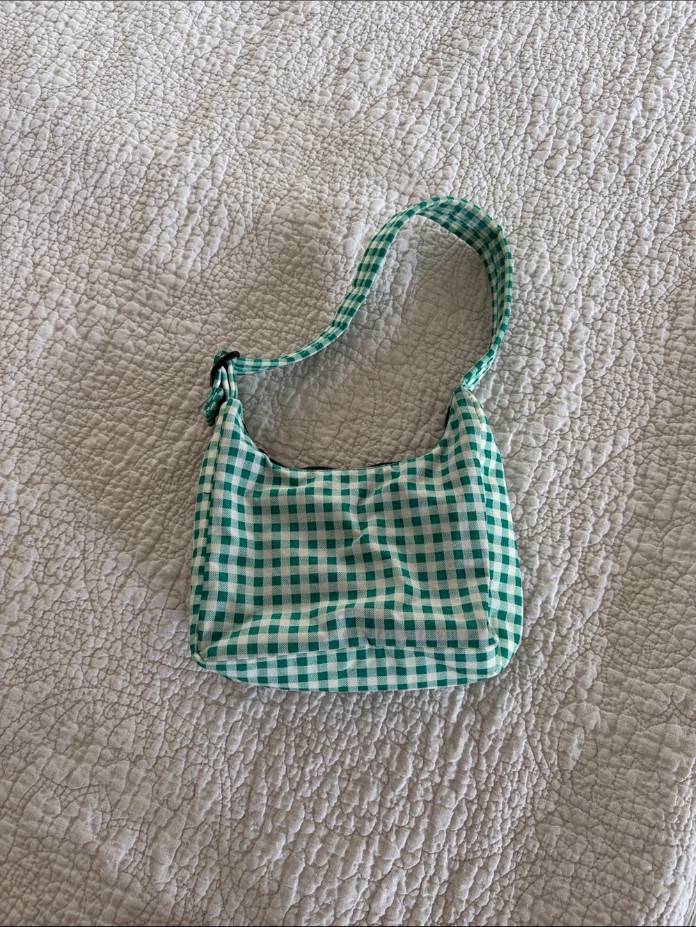 BAGGU Green Gingham Shoulder Bag